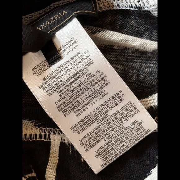 BCBG Maxazria Top XS Womens Black White Long Sleeve Modal Printed Abstract - Picture 7 of 7